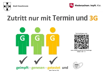 Hinweisschild 3G im Rathaus ab 08.12.2021 © Stadt Visselhövede