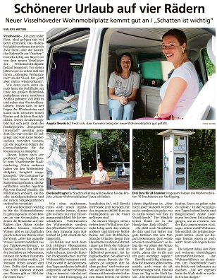 Zeitungsartikel zum neuen Wohnmobilstellplatz in Visselhövede vom 19.08.2023